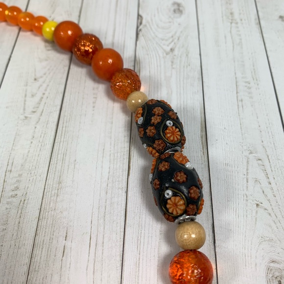 Handmade Asymmetrical Bead & Wood Necklace - Picture 3 of 3